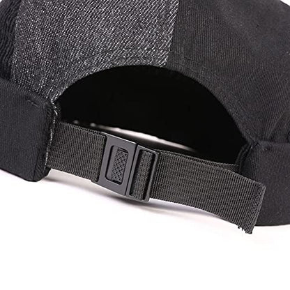 Men Hats Docker Cap Hats Beanie Sailor Cap Worker Hat Rolled Cuff Retro Brimless Hat with Adjustable - color: Xa286-black