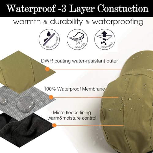 TOP-EX Oversize XL XXL Men's Waterproof Winter Baseball Cap Fleece Earflap Trapper Hat for Cold Weather Large Heads - color: Green, size: X-Large-XX-Large