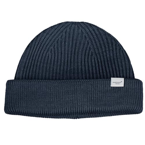 Clakllie Trawler Beanie Watch Hat Knit Cuffed Skullcap Roll-up Edge Stocking Hats Rolled Cuff Knitted Hat Ski Cap - color: Cdus-hkn01-navy Blue