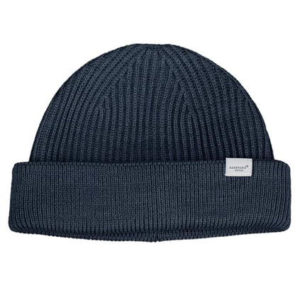 Clakllie Trawler Beanie Watch Hat Knit Cuffed Skullcap Roll-up Edge Stocking Hats Rolled Cuff Knitted Hat Ski Cap - color: Cdus-hkn01-navy Blue
