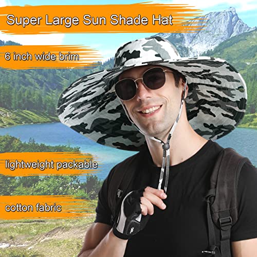 HUAMULAN Men Wide Brim Sun Hat Summer Outdoor Women Bucket Fishing Hats - color: A3-camou-blackwhite