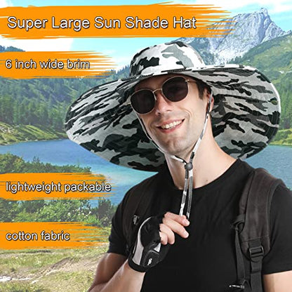 HUAMULAN Men Wide Brim Sun Hat Summer Outdoor Women Bucket Fishing Hats - color: A3-camou-blackwhite
