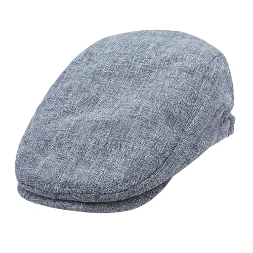 ZLYC Men Summer Flat Cap Scally Ivy Gatsby Newsboy Beret Driver Hat - color: Plain Blue