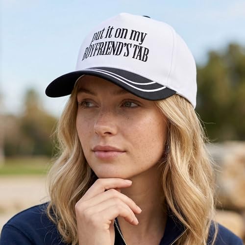 D&Y Retro 2-Tone Canvas Baseball Cap for Women - Funny Embroidered Distressed Snapback, Adjustable Cotton Dad Hat - color: Boyfriends Tap-black