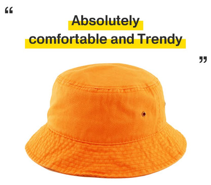 KBETHOS® 100% Cotton Washed Bucket Hat - color: Orange, size: Small-Medium