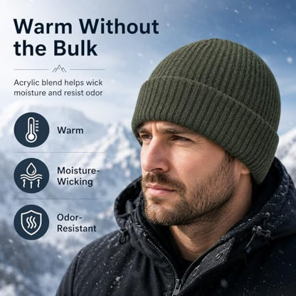 Oversize XXL Winter Beanie Knit Hat for Men - color: E1-army Green