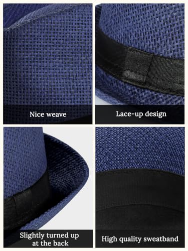 BABEYOND Men's 1920s Short Brim Trilby Fedora Hat - color: U-navy Blue