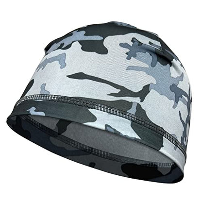 PAX Beanie Cycling Skull Caps, Camo Cooling Helmet Liner, Sweat Breathable Moisture Wicking Running Hat for Outdoor Sport. - color: Camo Gray