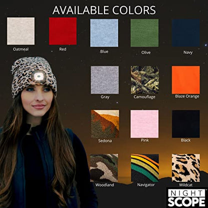 Classic Rechargeable LED Warm Knit Beanie Head Light Hat Headlamp for Outdoor Activities - color: Wildcat