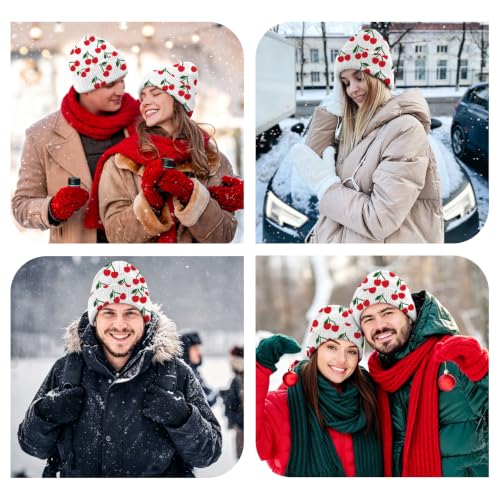 Beanie Knit Hat Winter Unisex Cuffed Beanies Skull Cap Warm Double Layer Thick Acrylic Cute for Girls Women Men - color: Cherry