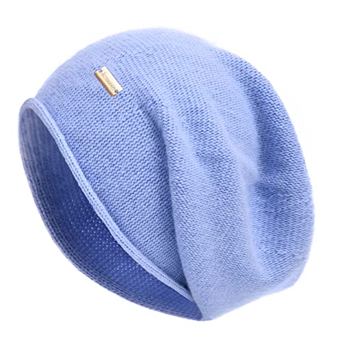 jaxmonoy Slouchy Knit Beanie Hat for Women Winter Soft Warm Ladies Laightweight Slouch Knitted Skull Beanies Cap - color: Azure