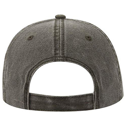 OTTO Garment Washed Pigment Dyed Cotton Twill 6 Panel Low Profile Dad Hat - color: Dk. Ol. Green