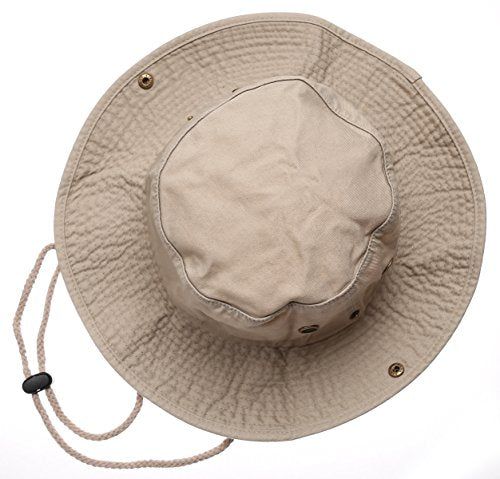 Summer Outdoor Boonie Hunting Fishing Safari Bucket Sun Hat with Adjustable Strap - color: Khaki, size: Small-Medium