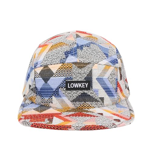 5 Panel Camper Hat | Multi-Color Unique Designs | Caps for Men & Women | Large or X-Large - color: Geo Red Lowkey, size: 7 1/4-7 3/8