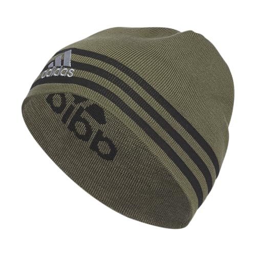 adidas Men's Reversible Skully Beanie - color: Eclipse/Olive Strata-shadow Olive/Black/Grey