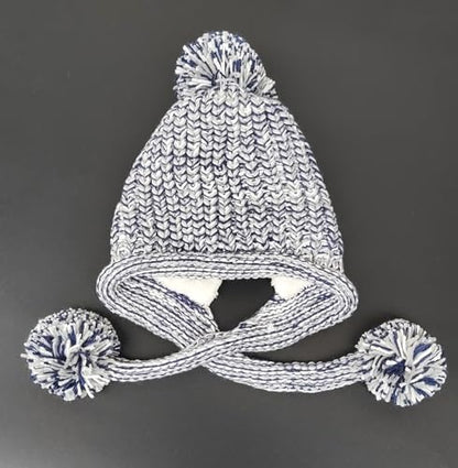 HUAMULAN Women Winter Sherpa Knit Beanie Hat Fleece Lined Ear Flaps - color: Gray