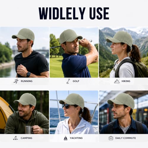 Quick Dry Baseball Cap Curved Brim Snapback Hat Mesh for Men Women - color: Sagegreen