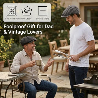 ZLYC Newsboy Cap for Men Summer Flat Cap Lightweight Beret Hat - color: Washed Denim Black
