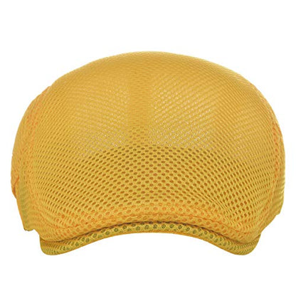 VOBOOM Men Mesh Newsboy Flat Cap Ivy Cabbie Newsboy Cap - color: Yellow
