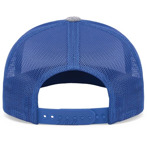 Pacific Headwear Melange Heather Low-Profile Trucker - color: Grey Heather/Royal/Grey Heather