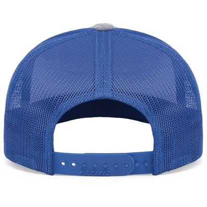Pacific Headwear Melange Heather Low-Profile Trucker - color: Grey Heather/Royal/Grey Heather