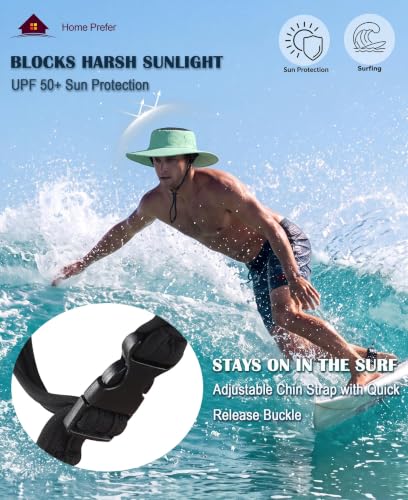 Home Prefer Surf Bucket Hat with Chin Straps Snorkel Hole for Men Women - color: Mint Green