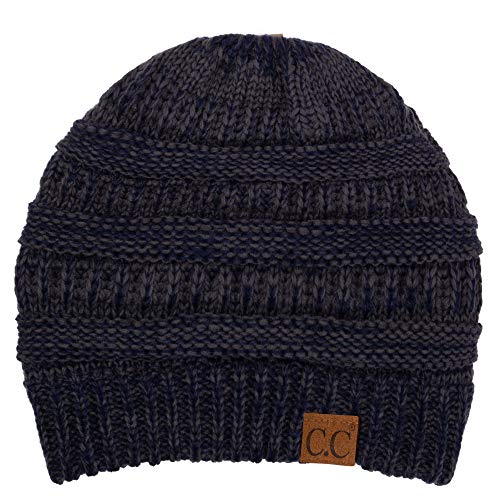 C.C Exclusives Cable Knit Beanie - Thick, Soft & Warm Chunky Beanie Hats - color: 2 Tone Black/Charcoal