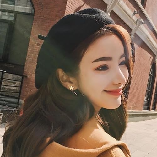Women Classic French Beret Hat Irish Painter Cap Warm Wool Artist Beanie Hat Lady Fancy Dress - color: B-black
