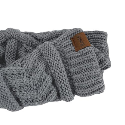 Rosoz 2 Pack Ponytail Beanie for Women,Winter Warm Beanie Tail Soft Stretch Cable Knit Messy High Bun Hat - color: 2pack-khaki/Light Grey