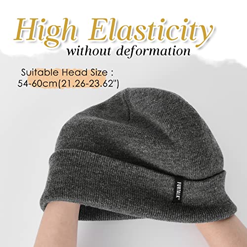 FURTALK Beanie Hat for Men Women Winter Hats for Women Men Soft Warm Unisex Cuffed Beanie Knitted Skull Cap - color: Ac-dark Mixed Black