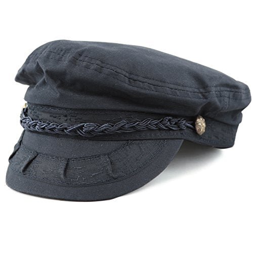 The Hat Depot Unisex Cotton Yachting Style Sailing Greek Fisherman Cap hat - color: Navy, size: Large-X-Large