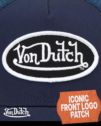 Von Dutch Unisex Trucker Hat, Colorblock, Mesh Back, Curved Bill, Snapback - color: Industrial Blue