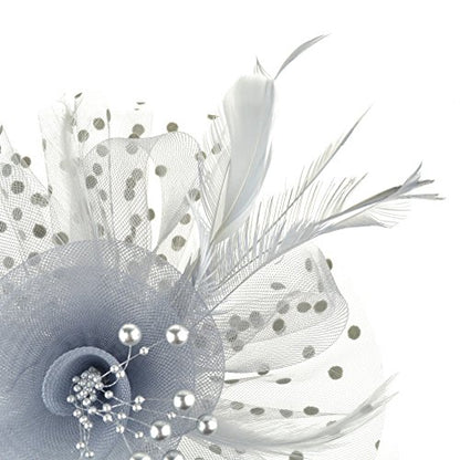 AQOKKA Women Fascinators Hats Flower Fascinators with Headband and Clip Tea Party Headwear for Women and Girls - color: 1 Pc 7" Diameter / Grey