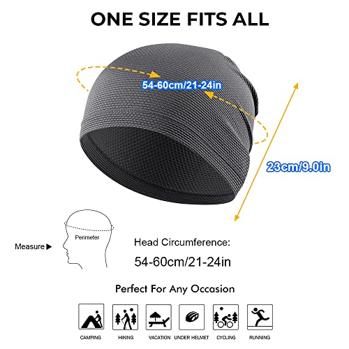 WTACTFUL Cooling Breathable Skull Cap Men Women, Sweat Wicking 1-2-4 Pack - color: #Black + Gray