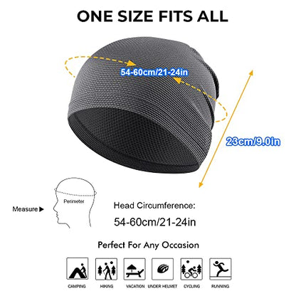 WTACTFUL Cooling Breathable Skull Cap Men Women, Sweat Wicking 1-2-4 Pack - color: #Black + Gray