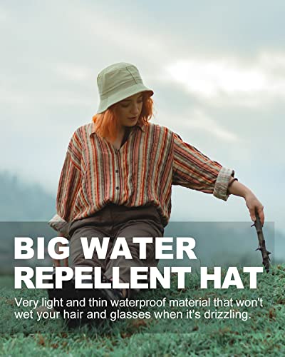 Zylioo XL XXL Bucket Hat for Big Heads, Quick Dry Travel Sun Hat with Strap - color: Off-white, size: Large-X-Large
