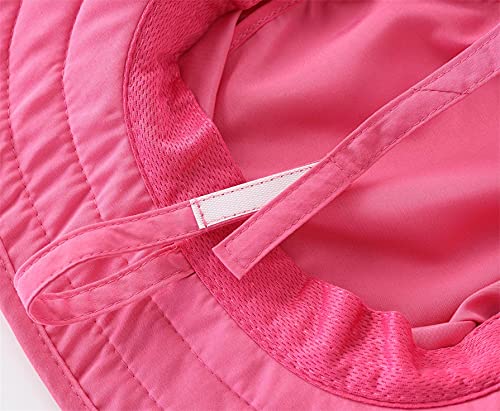 Connectyle Kids Sun Hat for Boys Girls Wide Brim Bucket Hat UPF 50+ Sun Protection Hat Breathable Summer Beach Hat - color: Hot Pink