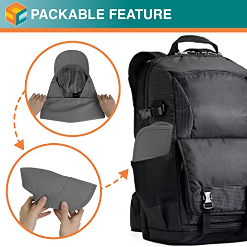 SUN CUBE Fishing Sun Hat with Neck Flap & Face Cover, Wide Brim UPF50+ Cap - color: Grey