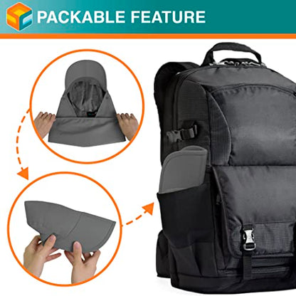 SUN CUBE Fishing Sun Hat with Neck Flap & Face Cover, Wide Brim UPF50+ Cap - color: Grey