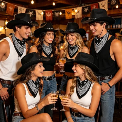Classic Western Cowboy Hat, Unisex Felt Cowboy hat with Wide Brim and Band, Ideal for Rodeos, Costume Parties, Outdoor Wear - color: Black2