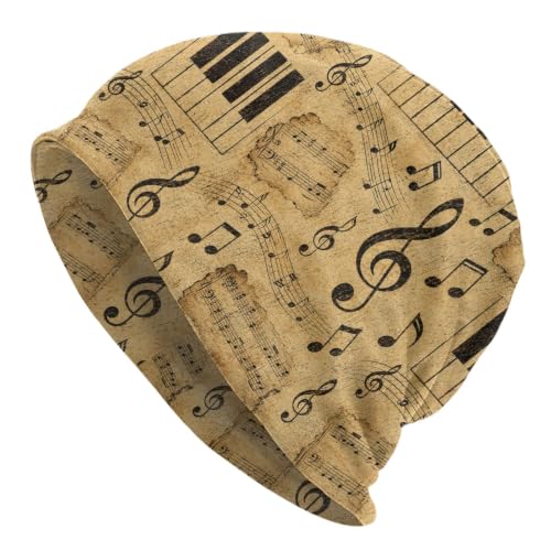 Beanie Hat for Men Women Slouchy Beanie Skull Sleep Cap Soft Lightweight Chemo Hat Stretch Cancer Headwear - color: Musical Notes