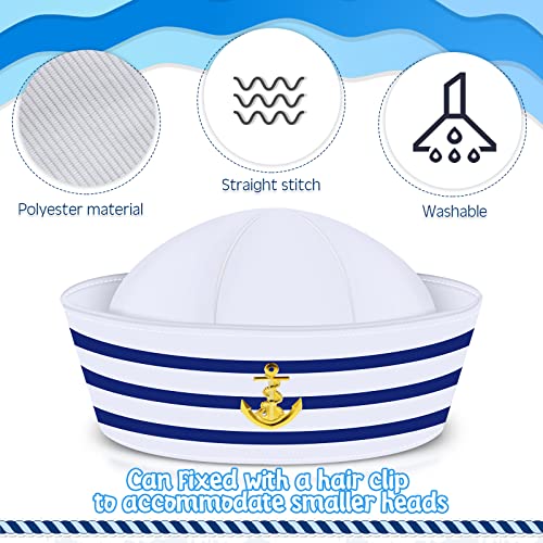Syhood 12 Pcs Blue with White Sailor Hats Captain Navy Hat - style: Lovely Style