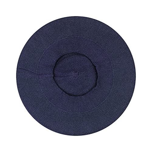 Gllutt Beret Hat French Style Stretchy Knitting Solid Color Both Side Usable - color: Light Navy Blue