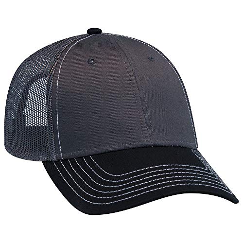 OTTO 6 Panel Low Profile Contrast Vertical Mesh Back Cap - color: Blk/Ch.gry/Ch.gry