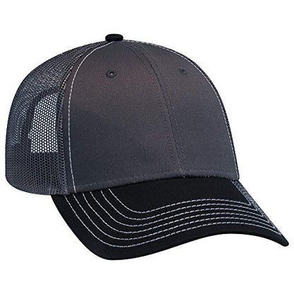 OTTO 6 Panel Low Profile Contrast Vertical Mesh Back Cap - color: Blk/Ch.gry/Ch.gry
