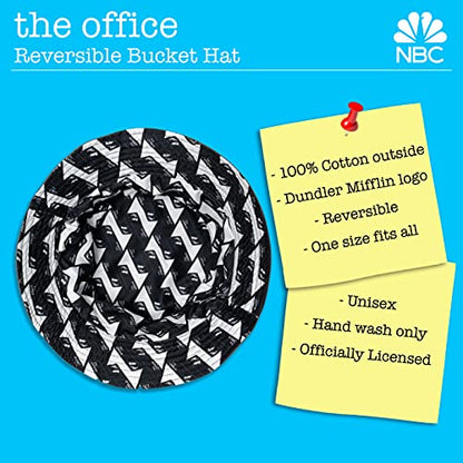 The Office Dunder Mifflin Bucket Hat, Packable Travel Hat, Wide Brim Summer Hat - color: Gray and Black, size: One Size