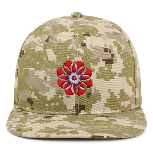 Flower Ornament Hip-Hop Snapback Hat Embroidered Baseball Cap Floral Embellishment - color: 13. Desert Camo