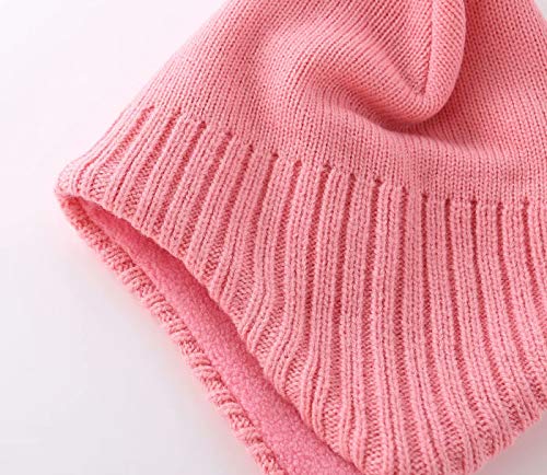 Home Prefer Toddler Boys Girls Hats Earflaps Fleece Knit Beanie Kids Winter Hat - color: Pink, size: 5-10 Years