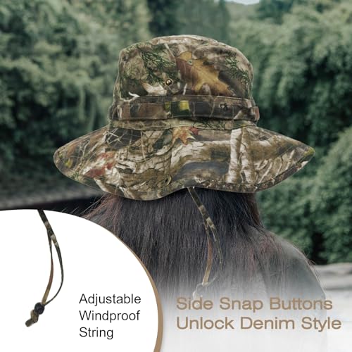 Bucket Hat UV Protection Sun Hat, Boonie Fishing Safari Hats for Outdoors - color: Forest Camo