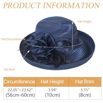 Ruphedy Women Derby Church Dress Bucket Hat Fascinators Tea Party Wedding Hat - color: Sd702-navy